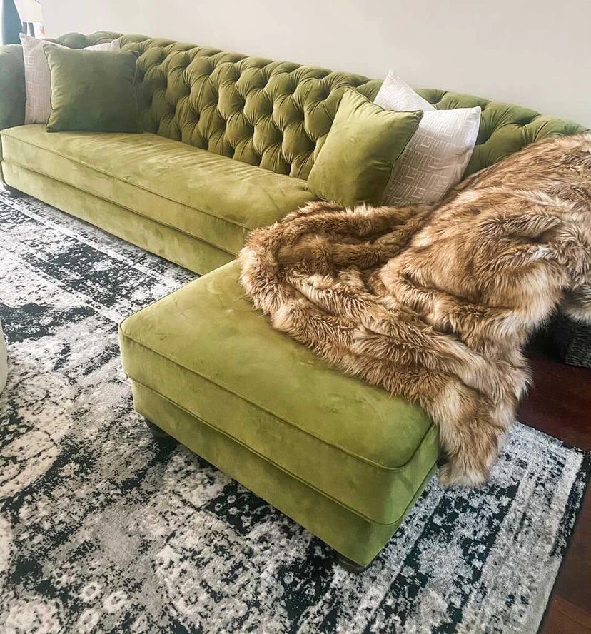 Custom olive green couch