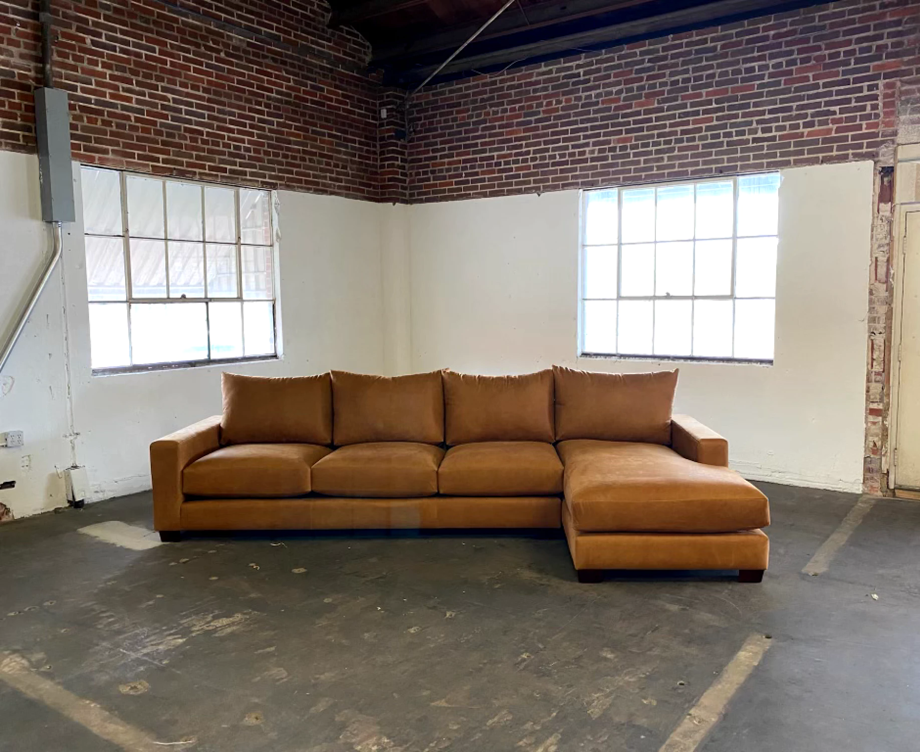 brown leather sofa