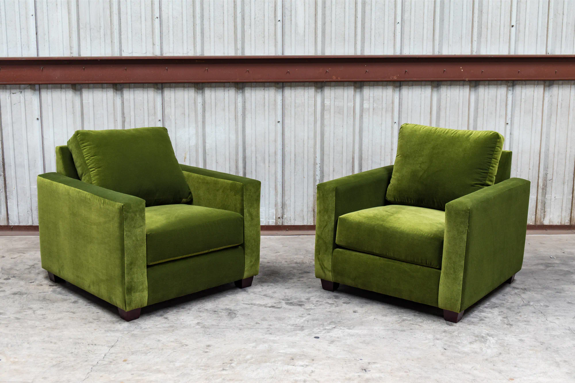 2 green chairs