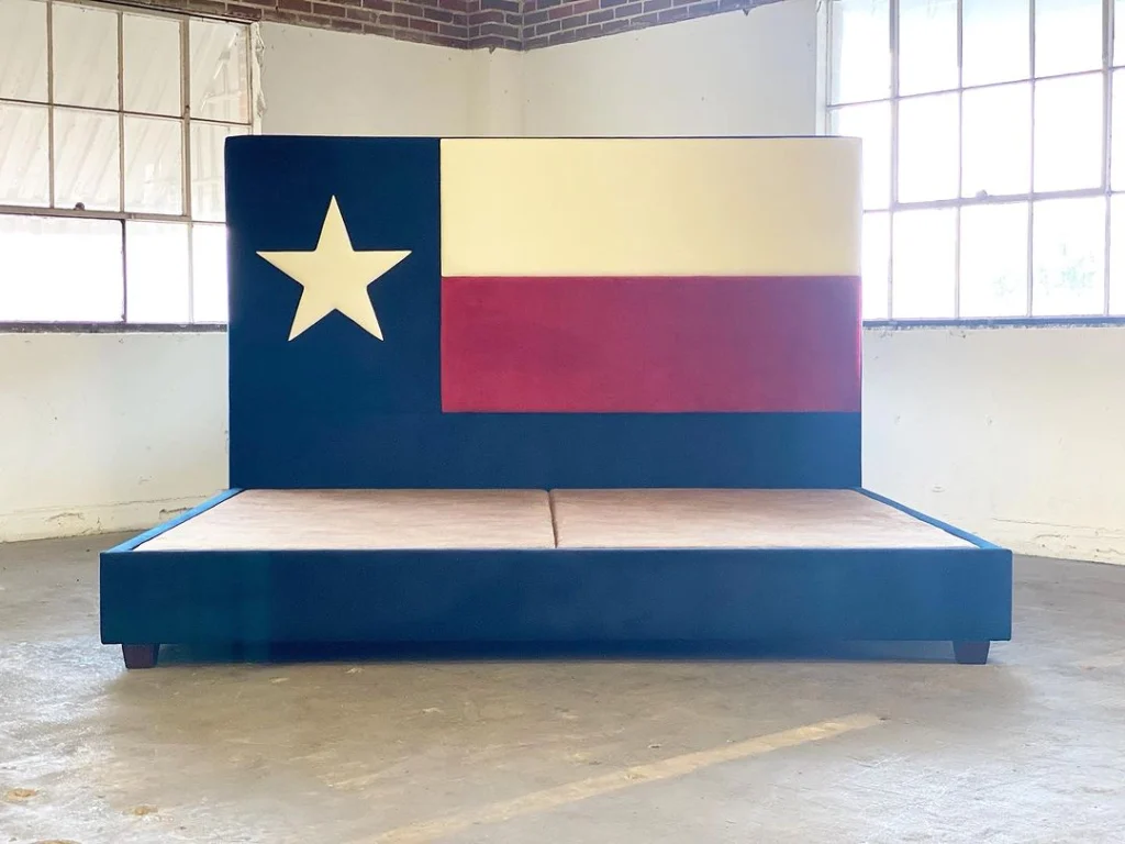 Texas flag custom bed frame made by Living Designs Furniture.