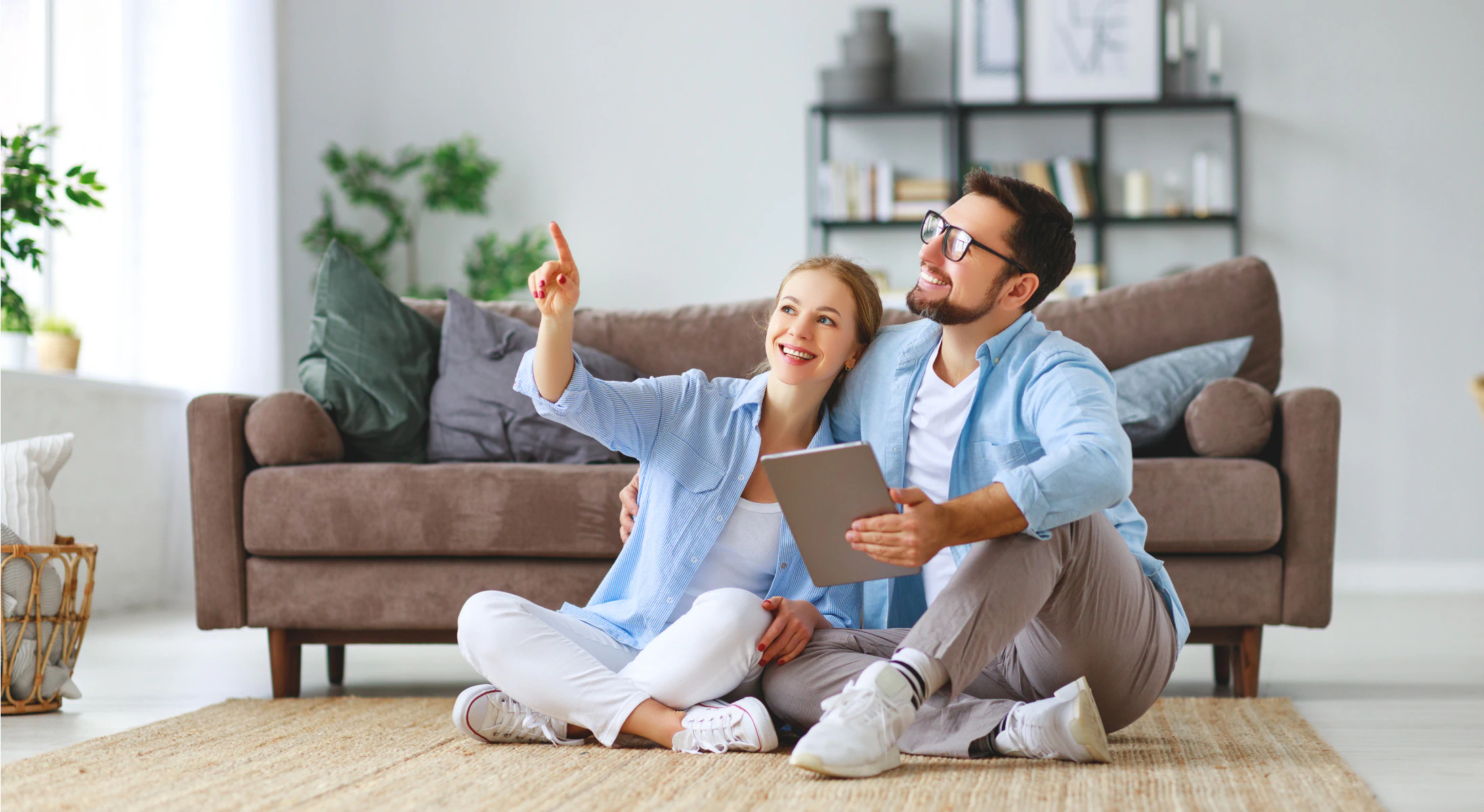 Couple on the floor of a living room