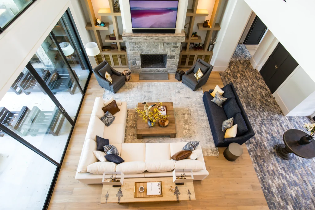 White sectional in living room