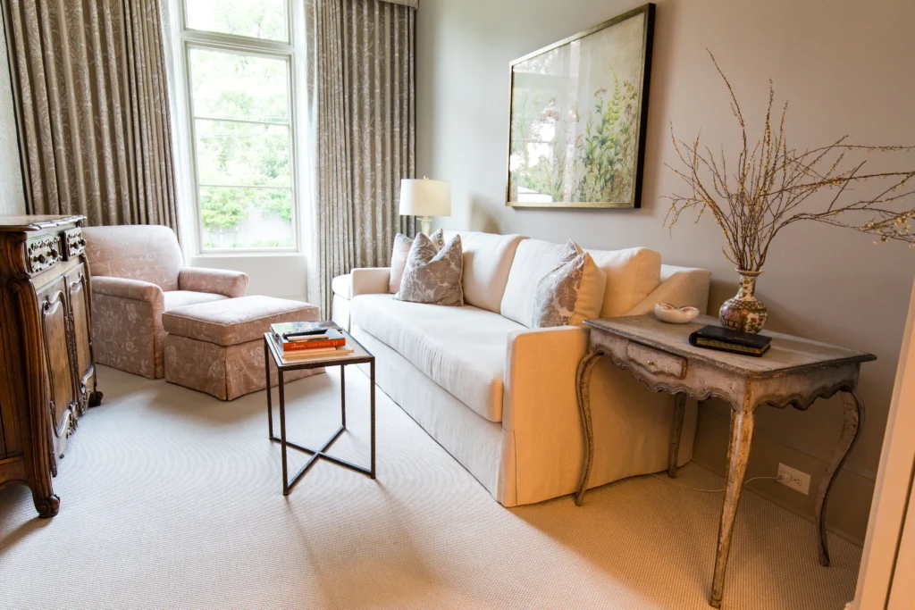 White sofa in small living room